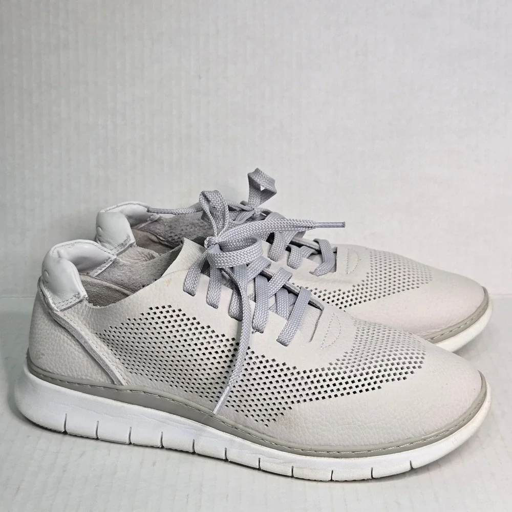 Vionic Joey Size 8 Leather Perforated Lace Up Walking Sneakers